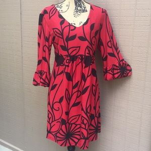 Sz 2 XL Ice Silk Red Black Winter Dress EUC